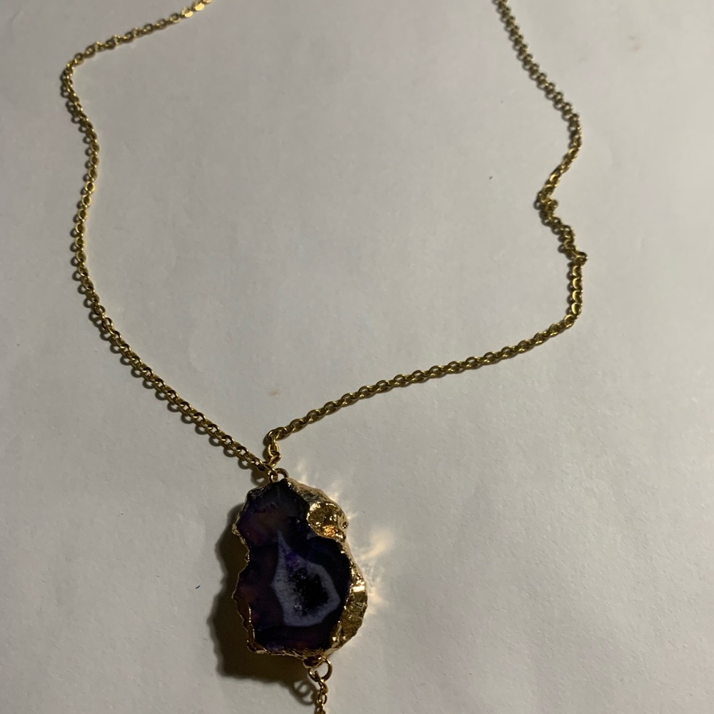 Elegant Purple and Gold Pendant Necklace